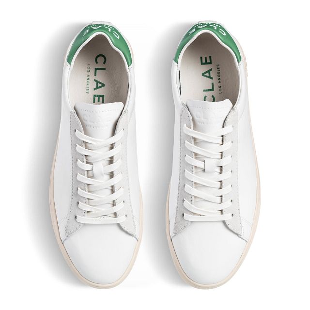 CLAE BRADLEY CALIFORNIA Shoes Mens USA142-E86 In White Leather Loden Green